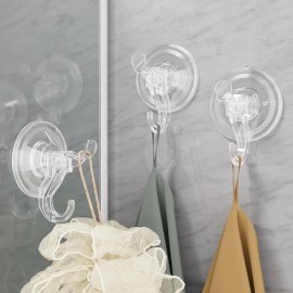 Antimbee 3 Pack Suction Cup Hooks, Clear 3 Pack, Transparent