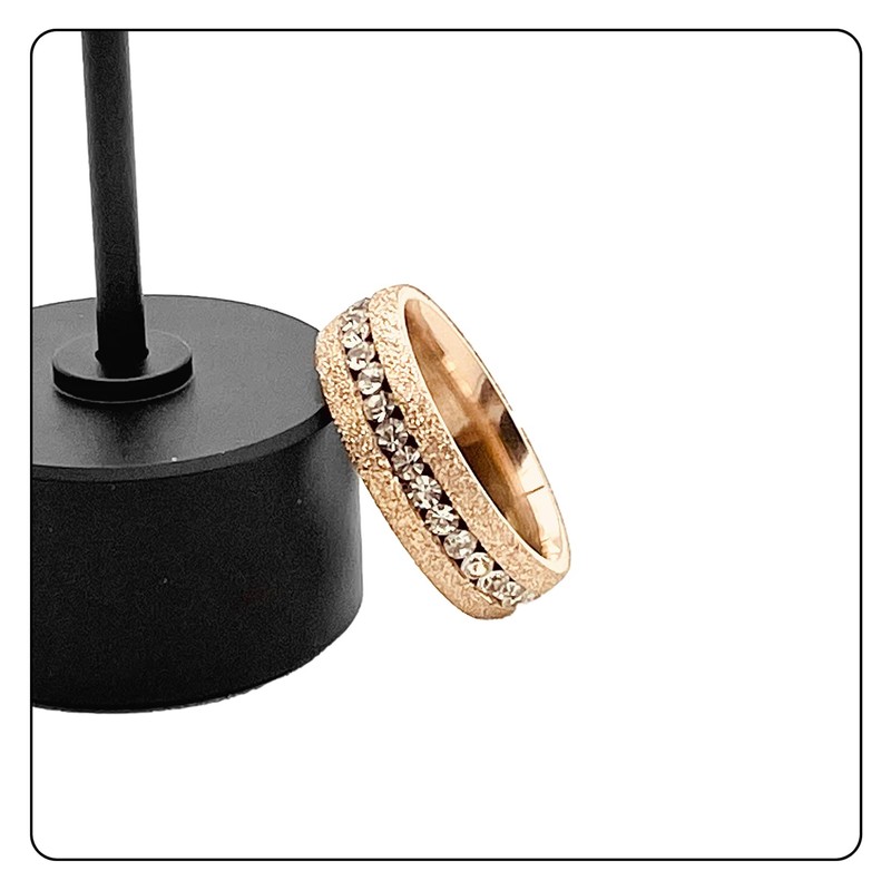 Fusamk Fashion Simple Rose Gold Stackable Rings Stainless Steel Sandblast