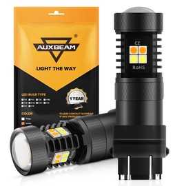Auxbeam 3157 LED Bulbs P27/5W T25 3157 3057 3155 3457 4157 Switchback, 300% Brighter White and Amber Dual Color Bulb with Projector for Car DRL Turn Signal Lights Parking Lights