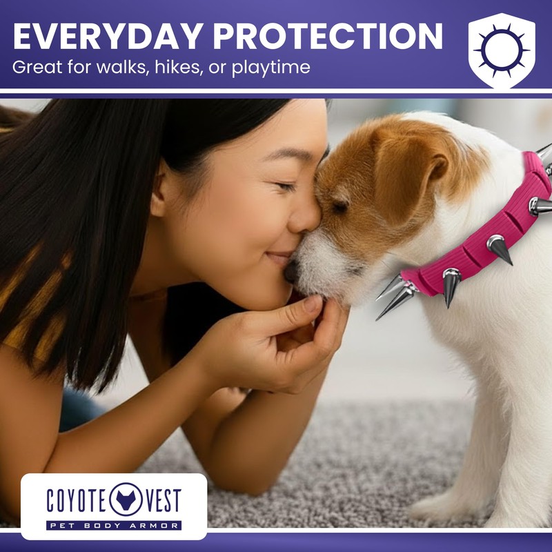 CoyoteVest Spiked Dog Collar - Red Small Spike Collar for