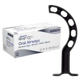 Dynarex Berman Oral Airway Assist Device - Disposable Airway Adjuncts - Slotted Sides, Midway Opening, Color-Coded Bite Lock - 60mm Child, 24-Count