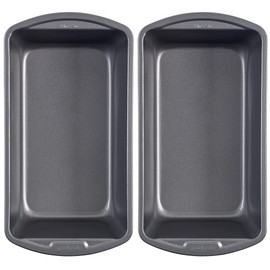 GoodCook Nonstick Loaf Pan 9 x 5-Inch Heavy-Duty Steel Bakeware with Easy-Clean Non-Stick Coating, Oven & Dishwasher Safe Pan for Meatloaf Breads Lasagnas Casseroles & More, Set of 2, Gray