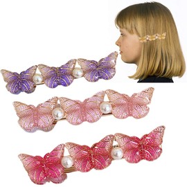 Generic Women Beaded 3D Glitter Colorful Butterfly Hair Clip for Girls Women Makeup Hair Styling Tc