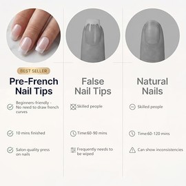 Uñas postizas francesas de presión, cortas, cuadradas, cromadas, 120 unidades.