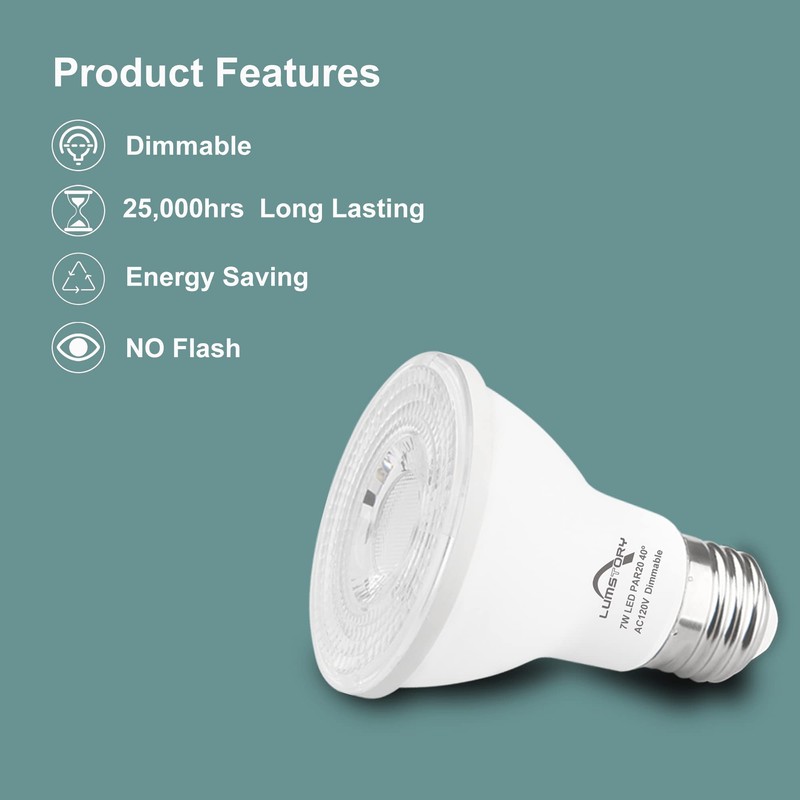 Par20 Led Flood Light Bulbs 5000K Daylight Dimmable 50W Halogen