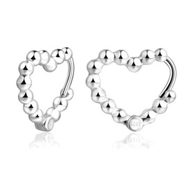 Heart Hoop Earrings Sterling Silver 925 for Women Huggie Earrings Small 13 mm 20 mm 30 mm, Sterling Silver