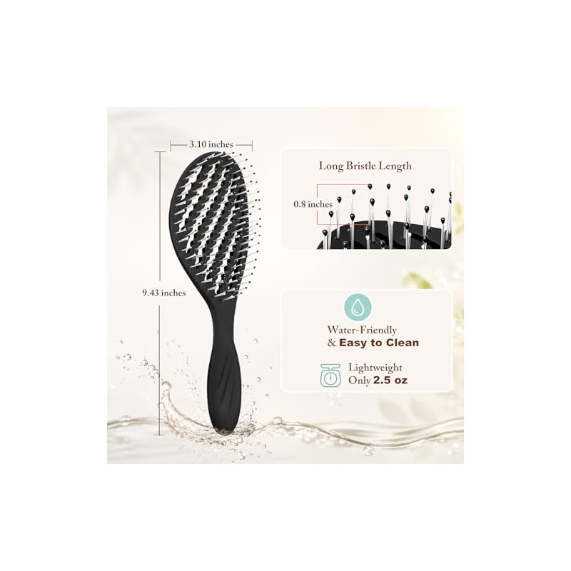 Cepillo para el cabello, paquete de 2, cepillos desenredantes curvos