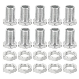 PATIKIL M10x18mm Hex Bolts and Nuts Kit, 10 Set Fine Thread Hollow Screws Assortment Hexagon Head Screw Through Hole Bolt Chandelier Fasteners