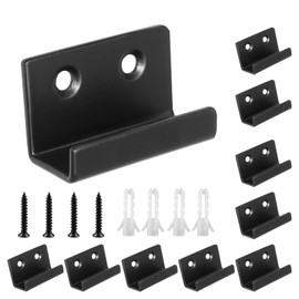 Luomorgo 10 Pcs Tile Display Wall Hanger, Stainless Steel Wall Mounted Hook Fastener Bracket, Heavy Duty Tile Hanger for Mirrors, Picture Frame Ceramic Wall Display (Medium Short, Black)