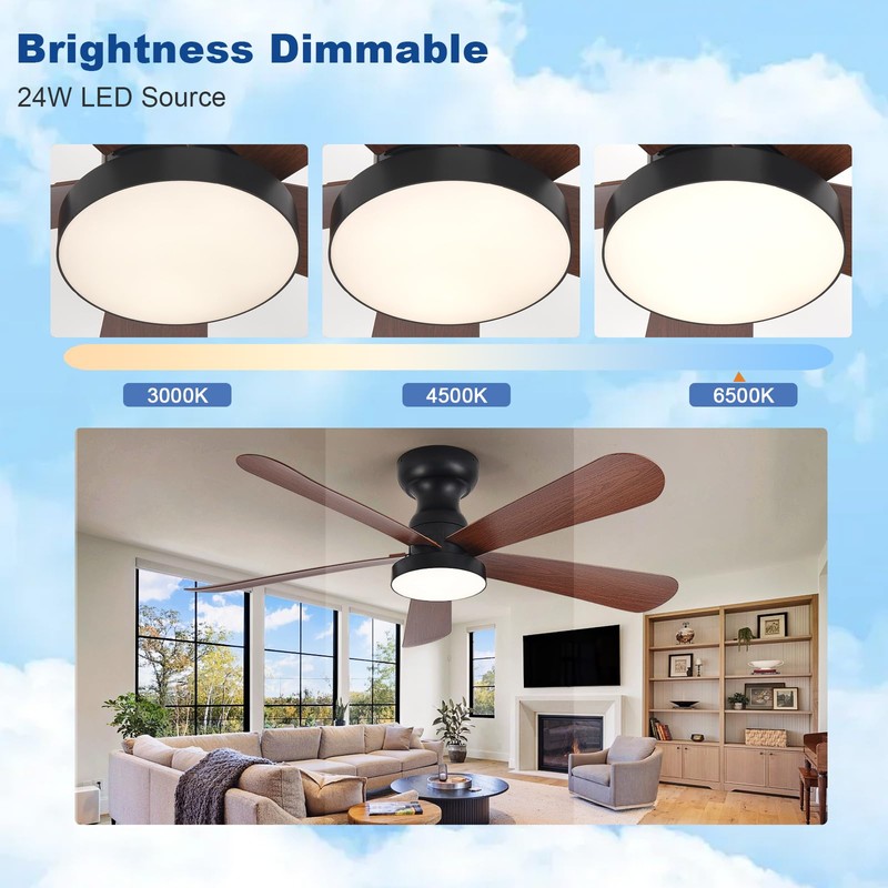 Depuley Small Ceiling Fan with Lights: 42-Inch Flush Mount Fan