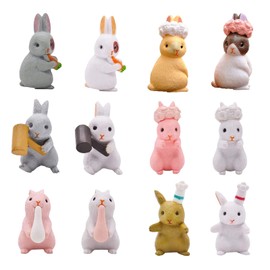 12 pieces mini rabbit figures, miniature landscape rabbits, miniature rabbits, for home textiles, can be placed in different places