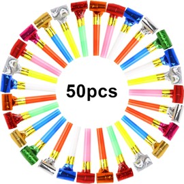 VEYLIN Party Blowers,50 Pieces Party Whistles Blowers for Kids Birthdays Weddings Celebrations 
