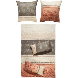 Erwin Müller Bed Linen Mako Satin Red Pebble Beige Size 155 x 200 cm (40 x 80 cm)