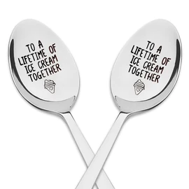 Couples Ice Cream Spoons Gifts for Wife Husband Anniversary Valentines Gifts for Girlfriend Boyfriend Christmas Birthday Gifts for Him and Her To a Lifetime of Ice Cream Together Spoon for Ice cream