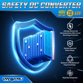 240W 20A 12v Golf Cart Regulator Reducer Transformer with Fuse 48V/36V to 12V DC-DC Step Down Voltage Converter, Waterproof Power Supply Module with Fuse, Blue