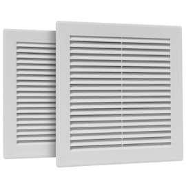 HVAC OV 2pack 6" x 6" Inch (Grille Dimensions) White Plastic Square Vent Cover - HVAC Air Return Grille - Built-in Protection Screen - 8" x 8" Inch (External Dimensions)