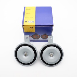 LVEE DL126L Disk type Vehicle Horn universal12V IPX6 waterproof Loud Electric snail Horns kit High Low Tone Truck Bus CAR motorcycle horns Low temperature and high temperature resistance grey