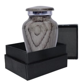 BOLD & DIVINE Wooden Textured Theme Keepsake Urn | Human Ashes Memorial Urn, Burial, Funeral Cremation Urns (Grey Wood, Small)