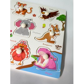 Carlsen. Rompecabezas de Madera, Juegos Didácticos para Niños, Rompecabezas para Niños Aprendiendo Inglés, Juguetes Didácticos de Madera. (Abecedario y Animales en Inglés)