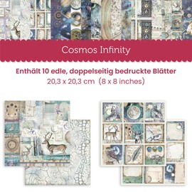 Stamperia handicraft paper pad with patterns for scrapbooks, albums, bullet journals and more - acid free, double sided - craft paper colourful for hobbies and as a gift (Cosmos) (20.3 x 20.3 cm)