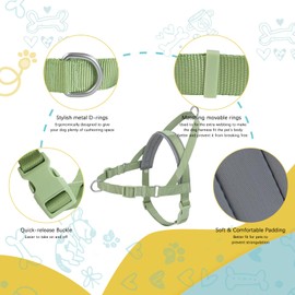 Wisedog No Pull Dog Harness - Adjustable Webbing Dog Halter Harness with Reflective Soft Padded for Large Dogs(Sage Green, L|Neck=18.5"-22"/Chest=27"-35.5")