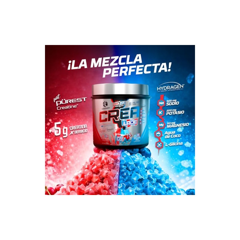 Forzagen Creatina ICEE Core Split, 2 Sabores: Cereza y Framb.