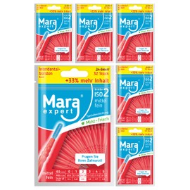 MARA EXPERT Interdental Brushes - Interdental Brushes by MARA EXPERT | 0.5 mm ISO 2 Fine | 6 x 32 Interdental Brush Red | Standard Dental Brushes