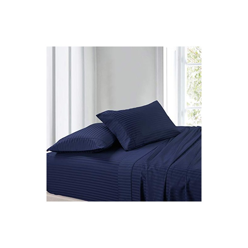 300 Thread Count Stripes Navy Full Size Sheet Set