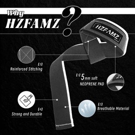 HZFAMZ Lifting Straps, Lifting Wrist Straps for Weightlifting, Weightlifting Straps with Padded Neoprene, Gym Straps for Strength Training, Bodybuilding, Weight Lifting Straps for Men and Women
