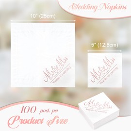 Livebe - Paquete de 100 servilletas de papel con diseño dorado, cena formal, aniversario, servilletas de boda para mesas, habitaciones de invitados, baños (5 x 5 pulgadas, 3 capas) (rosa 24)