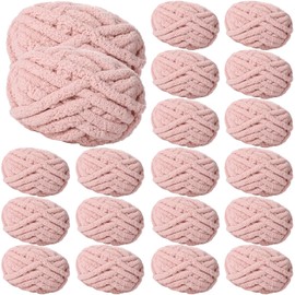Demissle 18 Pack Chunky Chenille Yarn, 29.5 Yards Each Skein, Soft Thick Chunky Knit Blanket Yarn Jumbo Fluffy for Hand Knitting Crocheting DIY Crafts Arm Knitting Throw Blankets(Pink)