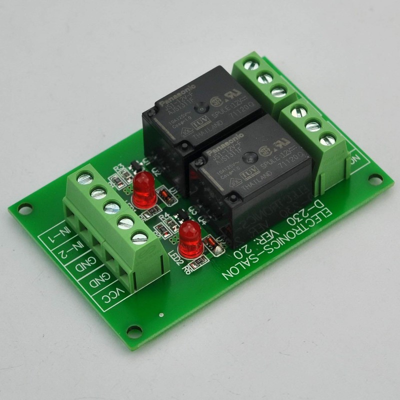 Electronics-Salon 2 SPDT 10Amp Power Relay Module, DC 12V Version.