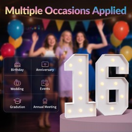 JoyMuse 3ft Marquee Numbers 10, Large Light Up Numbers 10, 10th Birthday Decorations for Girls and Boys, Yellow Light