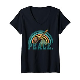 Womens Pipe ceremonial prayer national headdress USA founding peace V-Neck T-Shirt