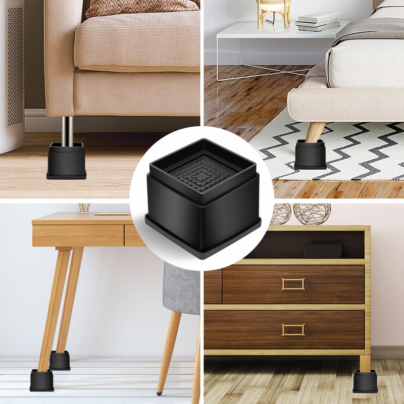 MixDora Bed Risers 2 Inch Square Stackable Furniture Risers Anti-Slip