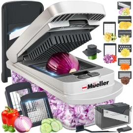 Mueller Pro-Series 10-in-1, 8 Blade Vegetable Chopper, Mandoline Slicer, Food Chopper with Container, Fruit Slicer, Kitchen Gadgets & Accessories, Home Essentials