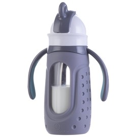 Drinkadeux - Botella de vidrio aislante con pajita y asas, Graphite