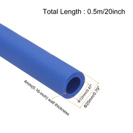 sourcing map Pipe Insulation Foam Tube Lagging Insulation Pipe 12mm(1/2") ID 20mm OD 20" Heat Preservation for Handle Grip Support, Blue