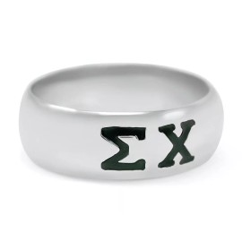 Sigma Chi sterling silver men's ring with Greek letters in black enamel