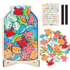 MUFEIRUO Reward Jar with 28 Sea Animals, Wooden Reward Chart for Toddler, Baby, Toilet, Potty Training, Stickers for Daily Routine, Housework, Bedtime