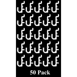 JSP Manufacturing Peg Board Non-Locking Plastic J Hook Style Hooks | Garage Tool Storage Craft Hooks Pegboard Asscessories (50, White)