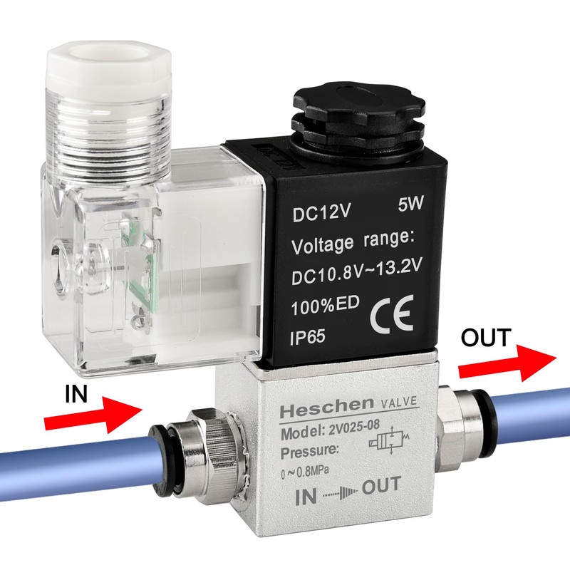 Heschen Electrical Pneumatic Solenoid Valve 2V025-08 12VDC PT1/4 2/2 Way