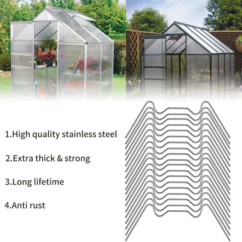 Xionghonglong Greenhouse Clamps Pack of 50 Stainless Steel Rustproof Silver