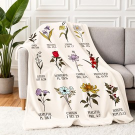 LMKLOP Christian Floral Throw Blanket, Baptism/Religious/Christian Gifts for Women, Inspirational/Catholic/Encouragement/Birthday Gifts for Women, First Holy Communion Gifts for Girls 40"x 60"