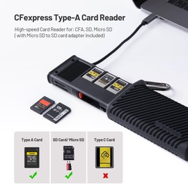 PGYTECH CFexpress Type A/SD/Micro SD Memory Card Reader 10Gbps USB 3.2 Gen2, CFexpress Type A/SD/TF Card Holder Made of Aluminium Alloy Compatible with Cameras/Phones/Drones/Action Cameras (Moss