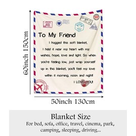 Friend Bed Throw Blankets 130x150cm Friendship Gift Best Friend Blanket Gift Bestie BFF Gift Friend Blankets And Throws Birthday Gift Graduation Gift (FRIEND-1)