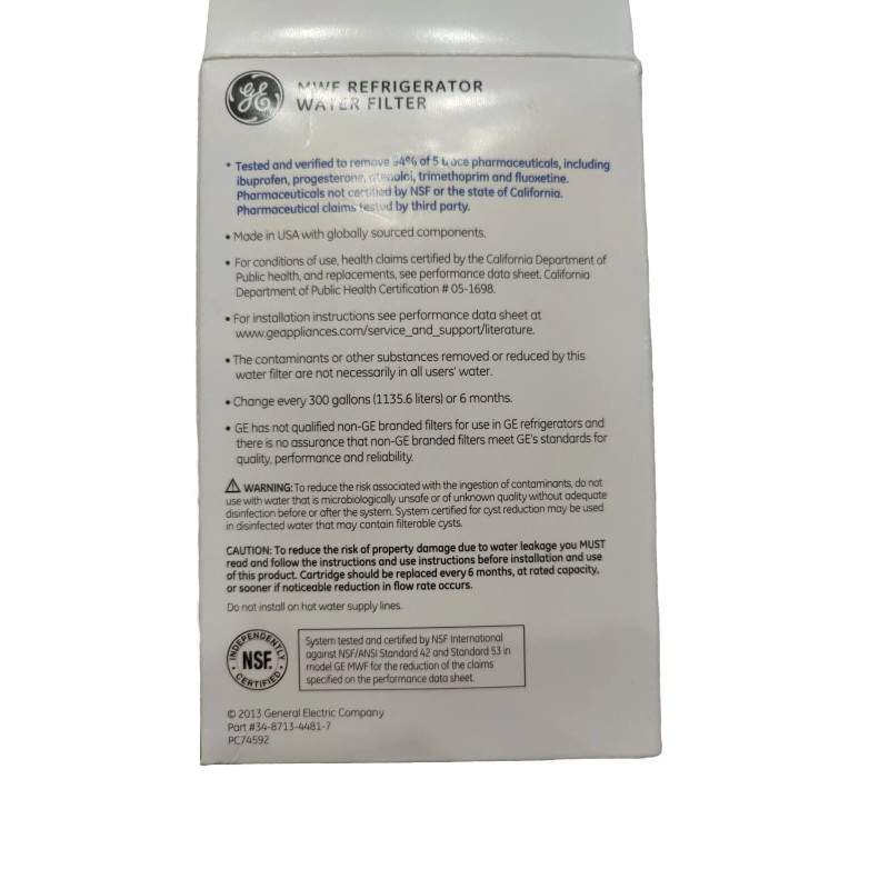 GE MWF Water Filter - White. P/N 101344 0110