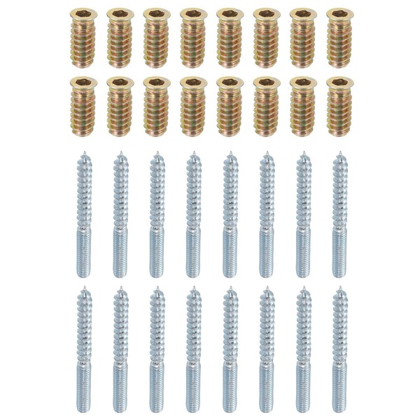 TOP-VIGOR 16Pcs M6x60mm Hanger Bolts, 31mm Wood Dowel Screw Self-Tapping