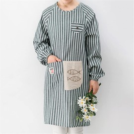 ROXXR Apron with Sleeves Waterproof Anti-Oil Fabric Painting Apron with Pocket Kitchen Apron Bib Apron Cooking Apron Green, Green