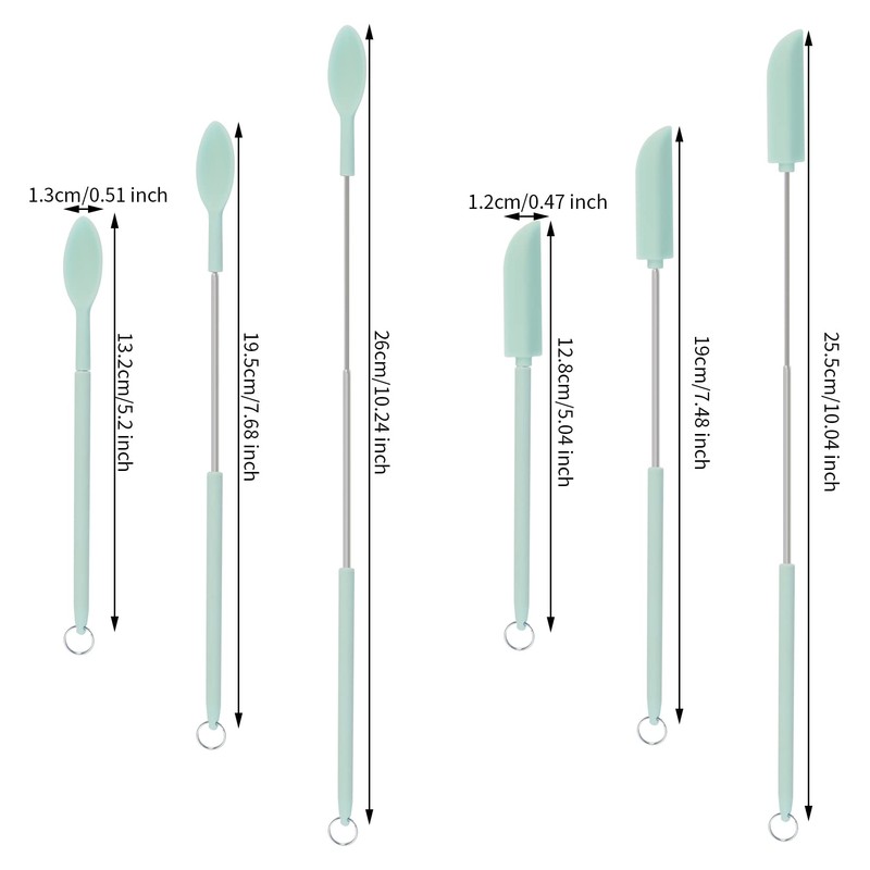 8Pcs Mini Silicone Telescopic Spatula and Scooping Spoon Set Tiny